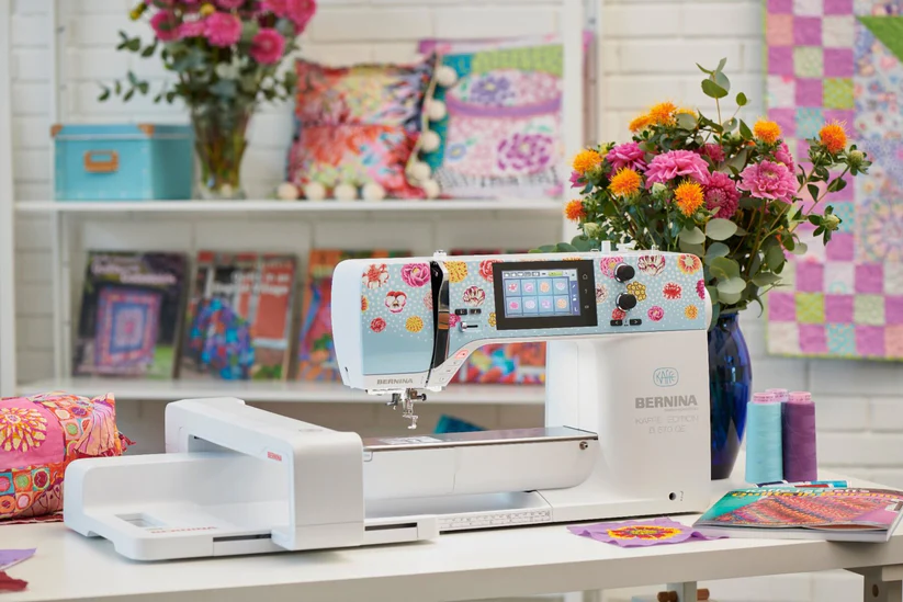 Unique fabric art crafted with Bernina 570 QE E Kaffe machine