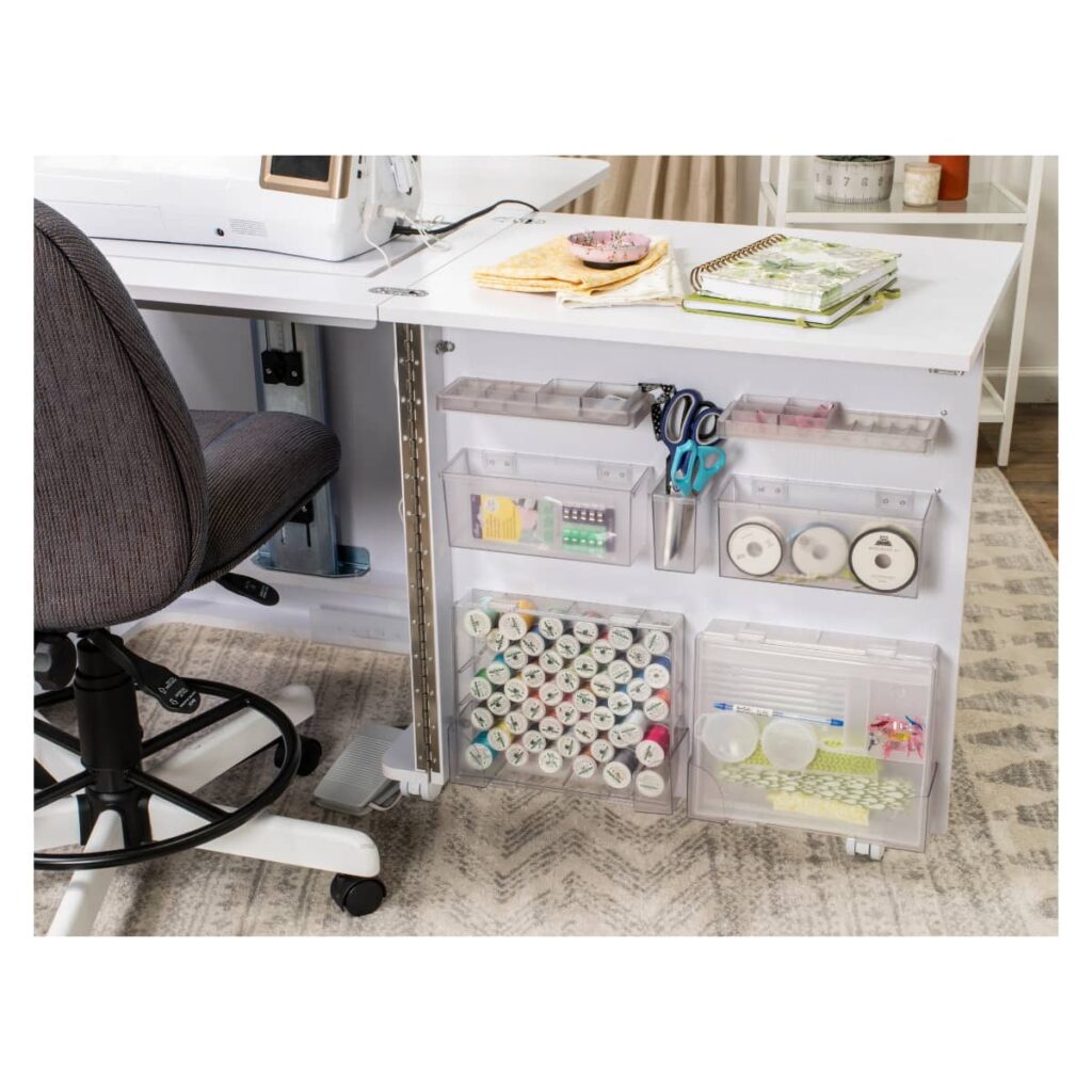 Save space with Koala Eclipse Sewing Cabinet Grey Oak design