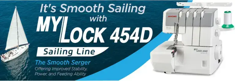 Janome MyLock 454D Sailing Line serger with easy setup threading system