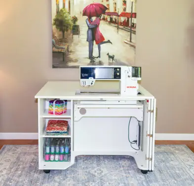 Horn Model 4200 Electric Lift Sewing Cabinet for making sewing projects easier with electric machine lift